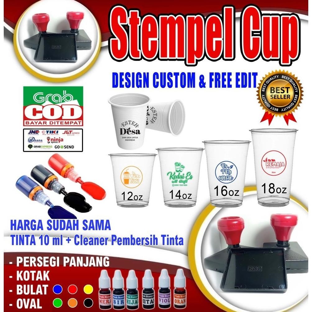

STEMPEL GELAS CUP/SETEROFOAM/PLASTIK/KAYU FREE TINTA+CLEANER Nugi