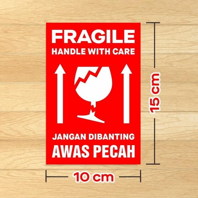 

Sticker Label Fragile Handle with Care Stiker Awas Pecah Jangan Dibanting 15 x 10 cm (1 Pack/ 100 Pcs) Nugi