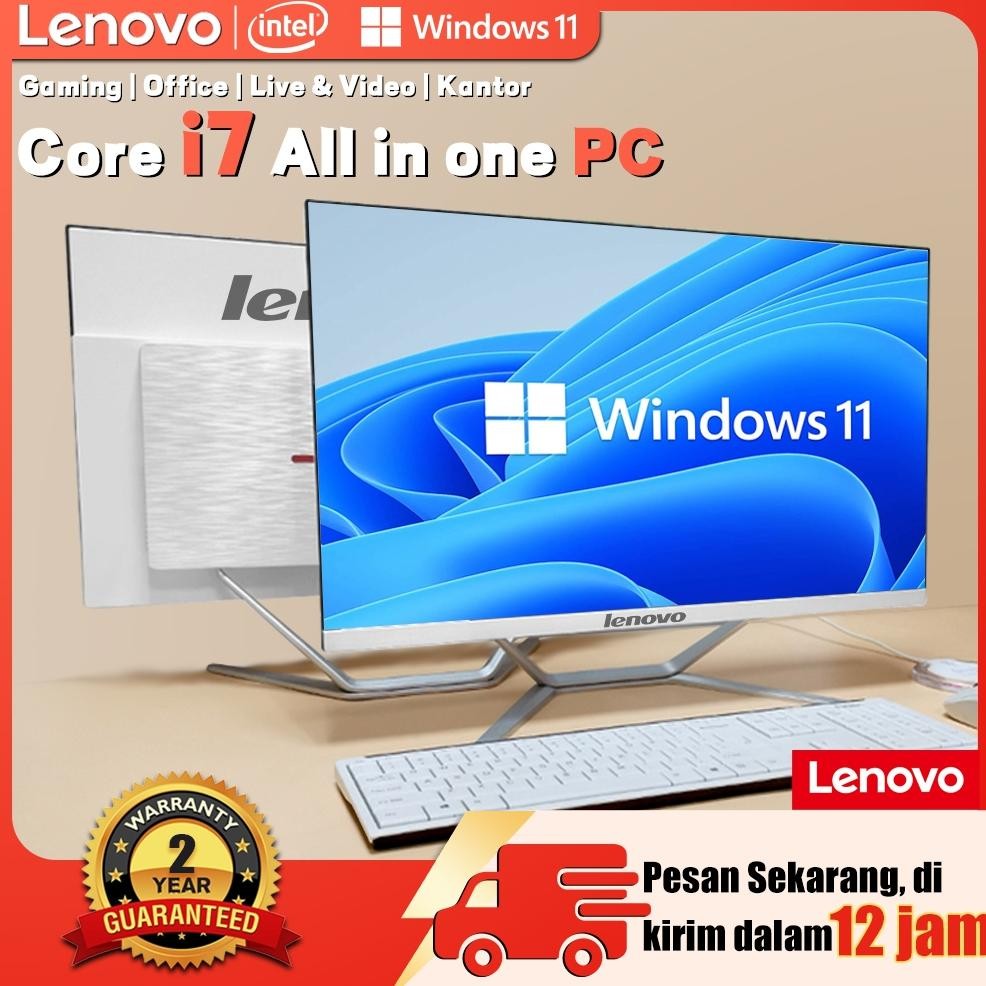 Lenovo Komputer Full PC All-in-One Baru Terbaru HD Super Tipis Intel Core i3/i5/i7 Untuk Rumah, Bela
