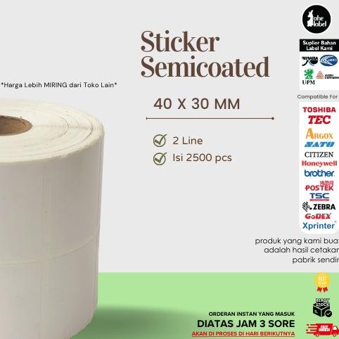 

LABEL BARCODE 40 X 30 KERTAS STICKER LABEL SEMICOATED 40x30 Nugi