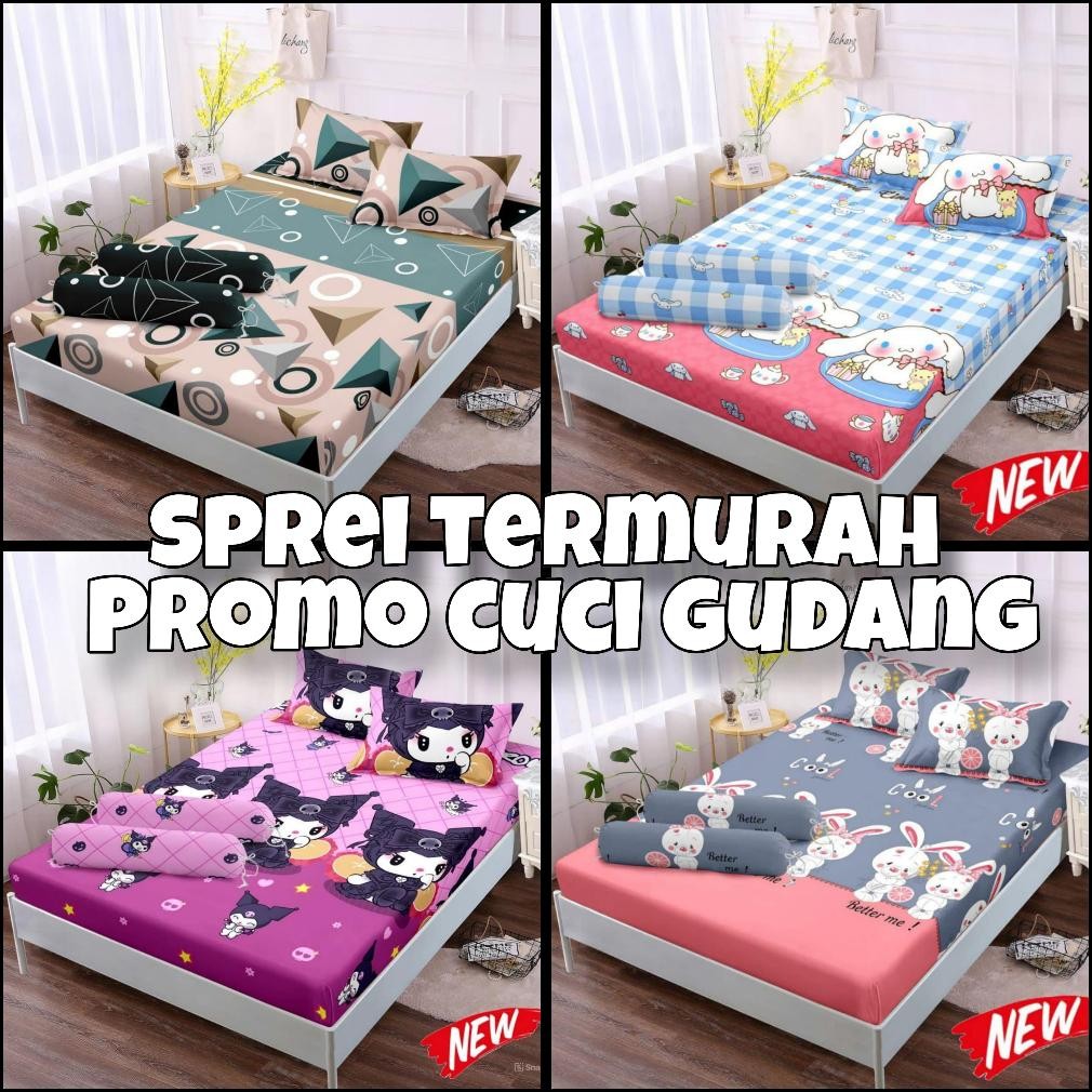 ( CUCI GUDANG ) Sprei BATANGAN Tanpa Sarung Bantal & Guling Seprai Karakter Motif Kartun Terbaru & T