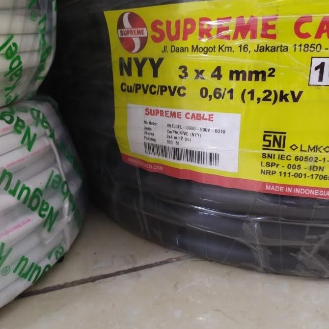 Kabel Supreme Nyy 3X4 @50 Meter New Stok
