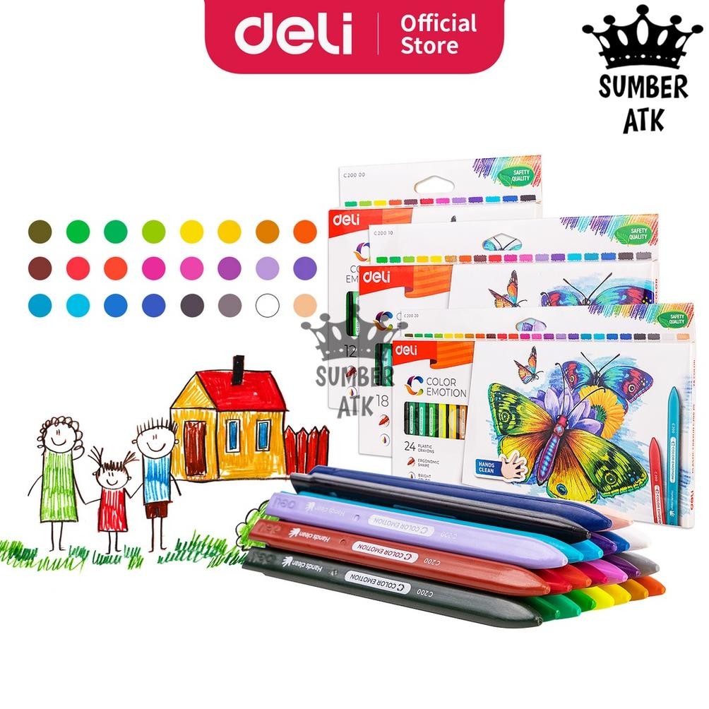 

Clean Crayon 12 , 18 , 24 WARNA Deli Krayon Plastic 24 Warna Cerah Bentuk segitiga ergonomis EC20000 Nugi