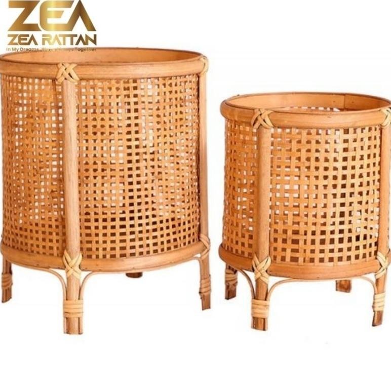 Standing Pot Anyaman Webbing Rotan Natural Murah Minimalis High Quality Nugi