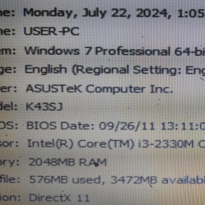 Jual asus K43sj intel core i3-2330m