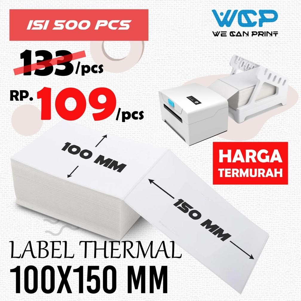 

[ 500 PCS ] Label Sticker Printer Barcode Thermal CF 100x150 A6 Kertas Stiker Termal 100 x 150 mm Nugi