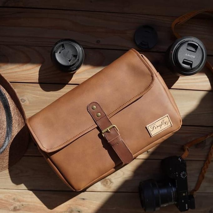 Tas Kamera Sling Bag Camera Mirrorless DSLR Kulit Firefly Skye Syntetic Brown Nugi