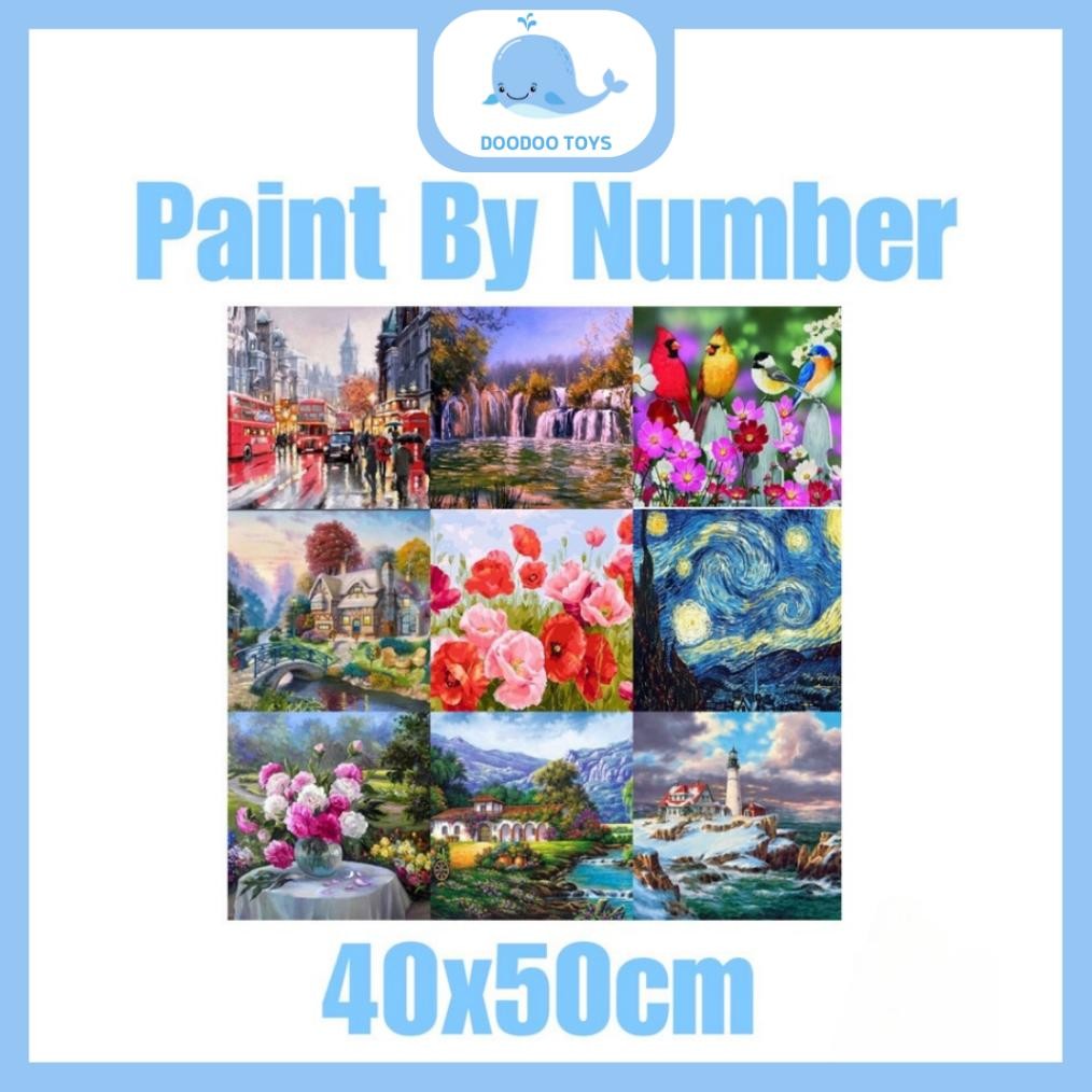 

(BIG SALE)Canvas Paint By Number Kit 40x50cm - Digital Oil Painting DIY Paint By Number Lukisan - Paint By Number Starry Night Murah Nugi