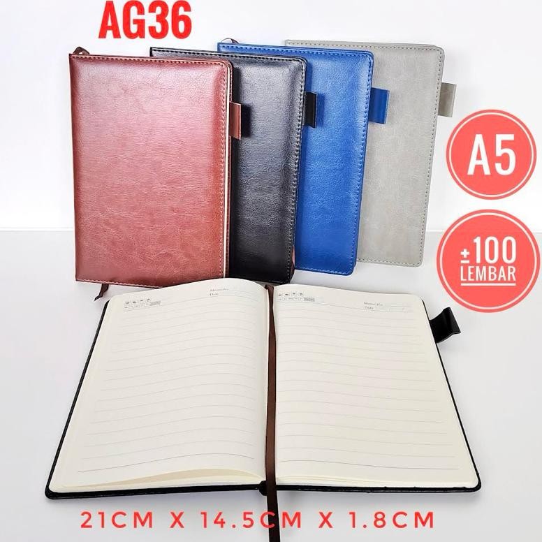 

AG 36 Buku Agenda Leather Cover Notebook / Buku Catatan Sampul Kulit A5 100 Lembar Desain Elegan/ notebook notesbook/ buku harian buku catatan/ Buku Agenda Polos Custom / buku souvenir promosi Nugi