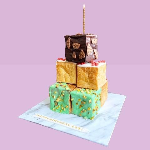 

NO_MORE Croissant Cubes Birthday Cake by Cupcakes Company