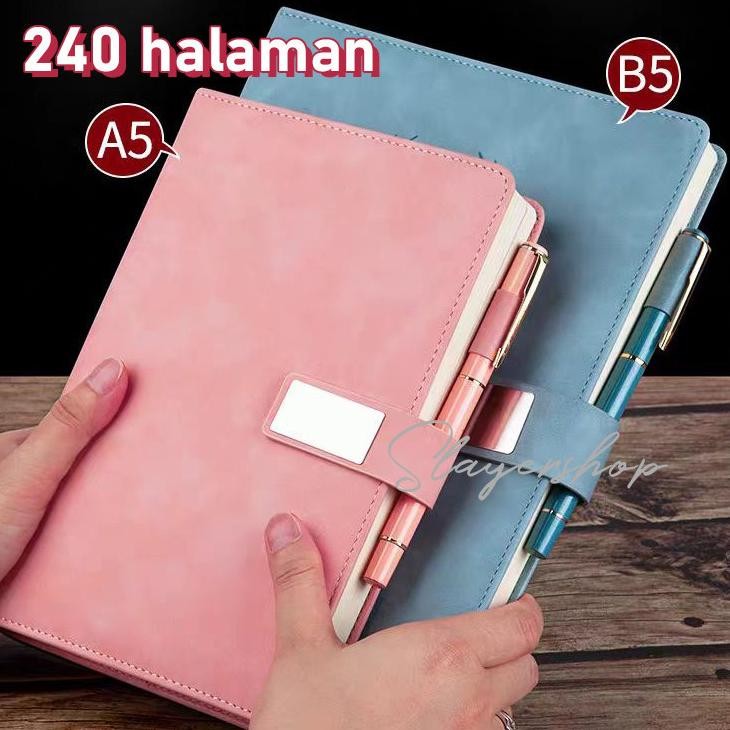 

240 Halaman Buku Catatan Kerja Cover Kulit Sintetis Premium Magnet Kertas A5 Notebooks Magnetic Agenda Diary Garis PU Buku Memo Menulis Jurnal Tebal Notepad Daily Planner Buku Tulis Harian Meeting Kantor Sekolah Kado Hadiah Gift Nugi