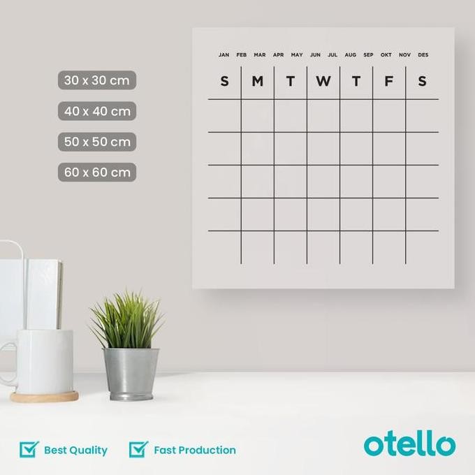 

Tersedia Otello Monthly Planner Akrilik Kalender Dinding Wall Acrylic Organizer