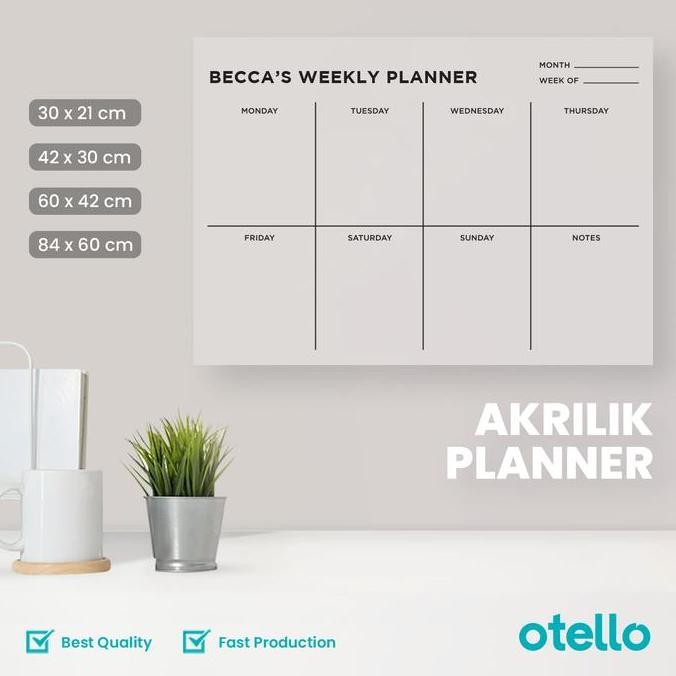 

Tersedia Wall Planner Acrylic Weekly Kalender Mingguan Akrilik Dinding Minimalist