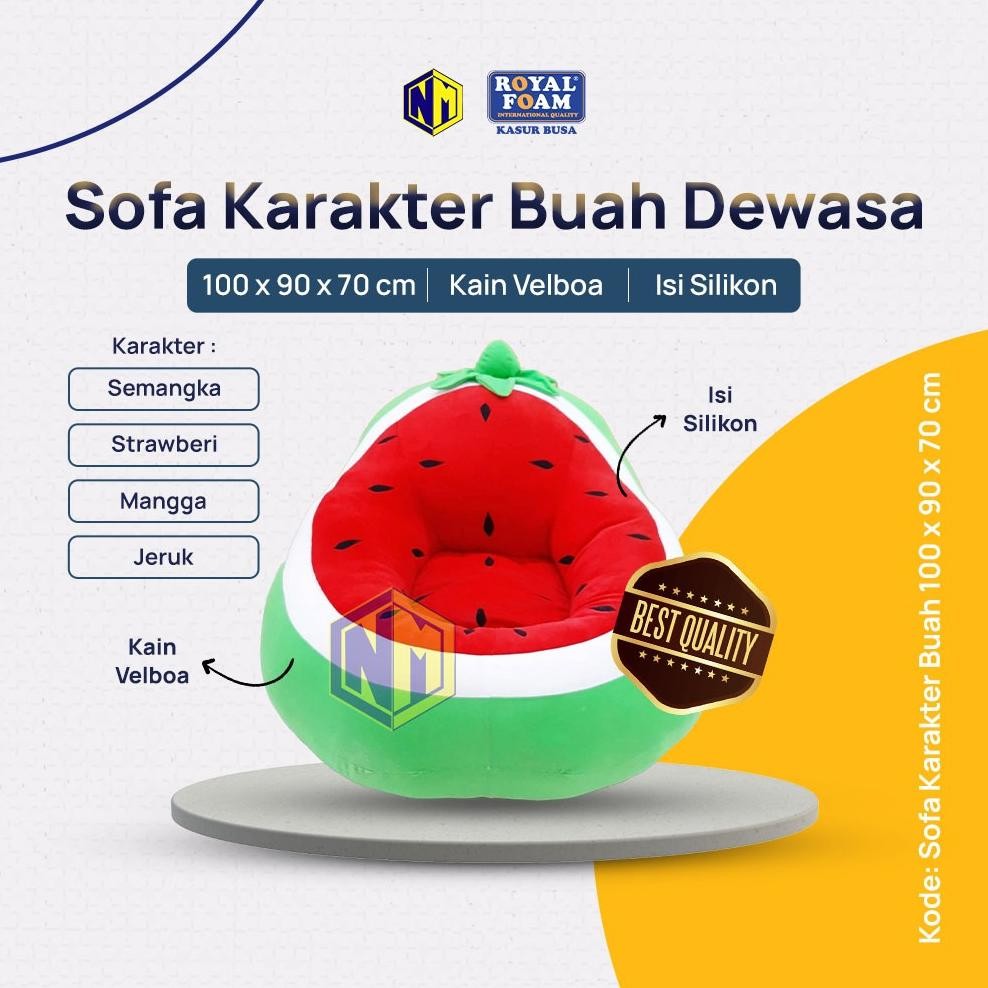 Sofa Buah Jumbo (Dewasa) Sofa Buah Karakter Lucu Nugi