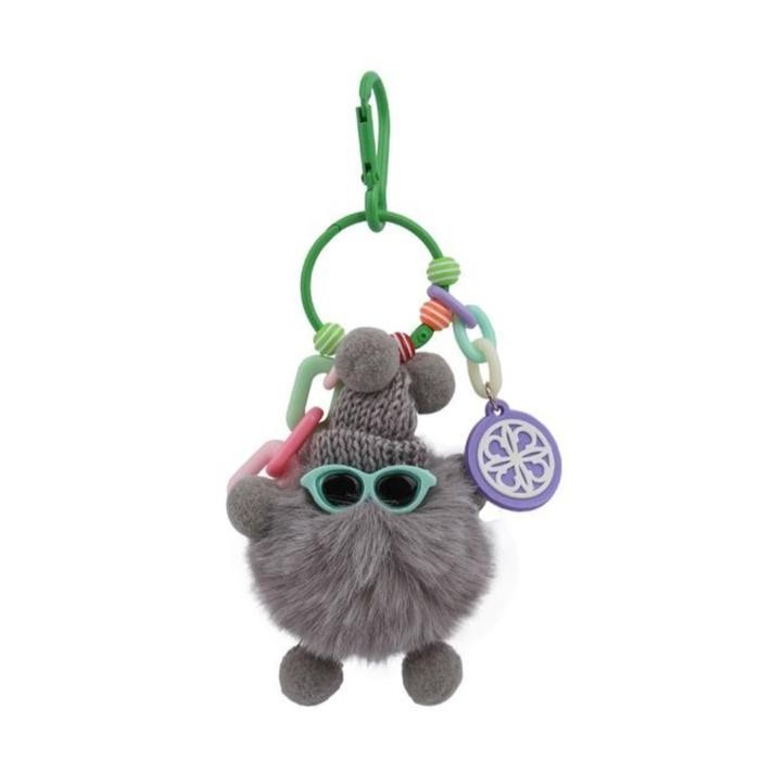 AB Les Catino Rex Pom Pom Accessories Bag Abu dan Coklat New