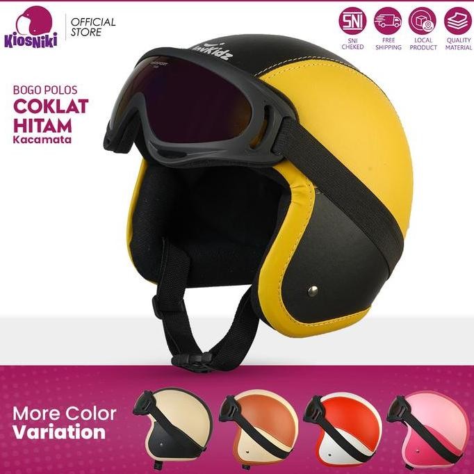 Diskon Helm Bogo Anak Polos Lucu Kacamata Retro Pororo Usia 2-6 Tahun