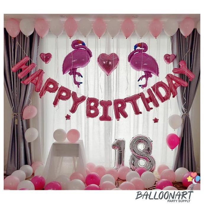 FLAMINGGO PINK DEKORASI SET/DEKORASI ULANG TAHUN/BALON FOIL