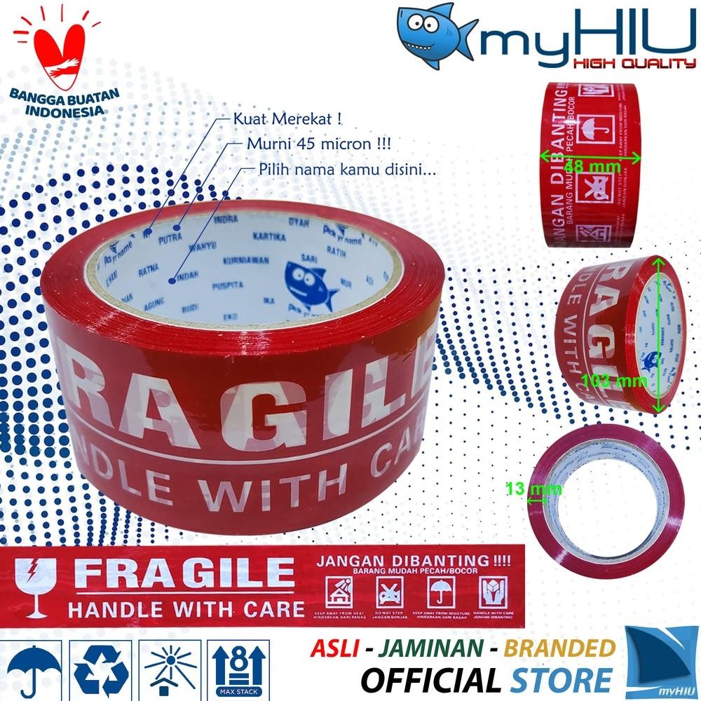 

Rd1- Lakban Selotip Isolasi 48 Mm / 2 Inch X 75 Yard / 68 Mtr Merah Fragile - Red Opp Masking Tape Myhiu