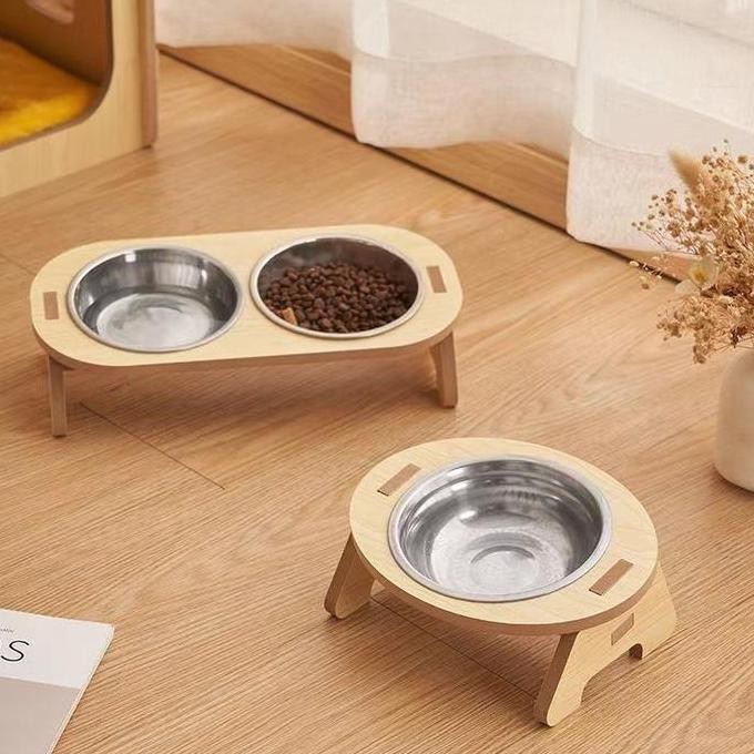Pet Dining Table / Kucing Anjing Pet Feeder Mangkok Dispenser Makanan Kucing Dispenser Kucing Pet Fe