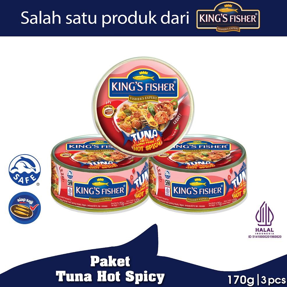 

NO_MORE Paket 3 pcs King's Fisher Tuna Canned Hot Spicy Daging Tuna Makanan Kaleng 170 g