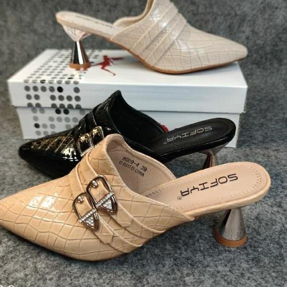 Bisa Cod Sofiya 8009 4 Sandal Slop Heels Wanita Hak 7 Cm Sendal Hils