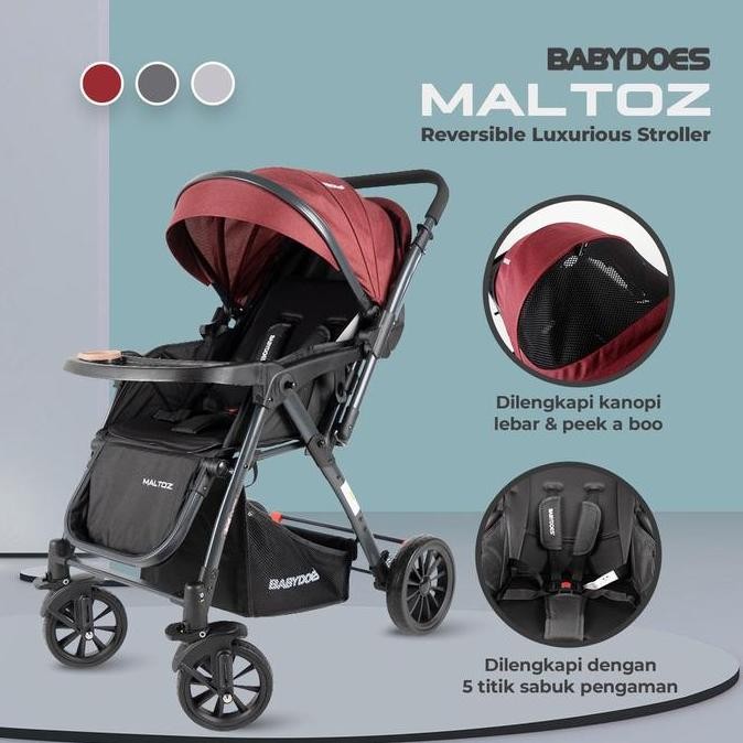 Babydoes Maltoz Ch-Bl 821Sn Reversiible Luxurious Stroller Bayi Roda