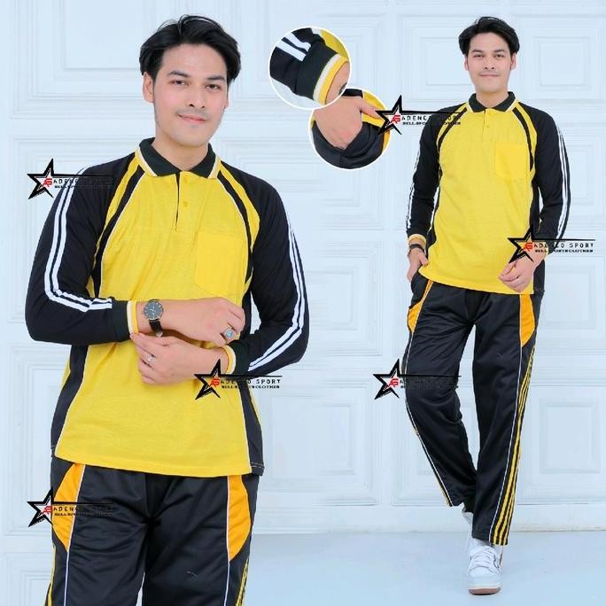 Baju Olahraga / Setelan Baju Olahraga Lengan Panjang Pakai Kantong / Seragam Kaos Training Olahraga 