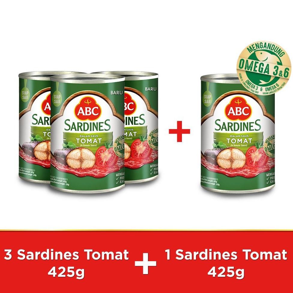 

NO_MORE ABC Sarden Saus Tomat 425 g - Buy 3 pcs Get 1 pcs Free