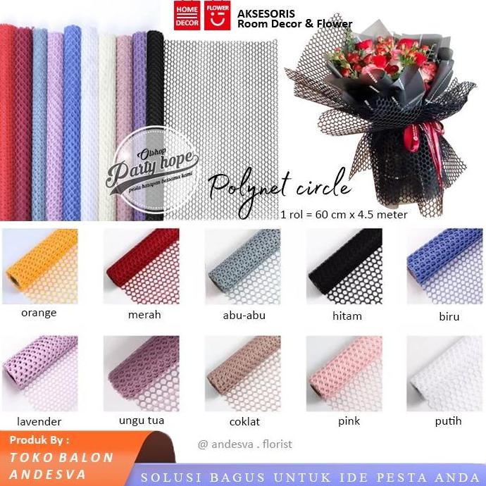 @#@#@#] [1 Roll] Kertas Jaring Buket Bunga Bulat / Flower Wrapping Paper Circle / Korean Circle Poly