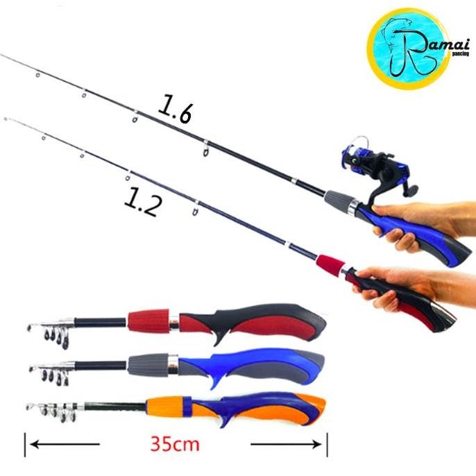 Joran Antena Bc Baitcasting Ruas Pendek Telescopic 1,2 Meter Dan 1,6 M