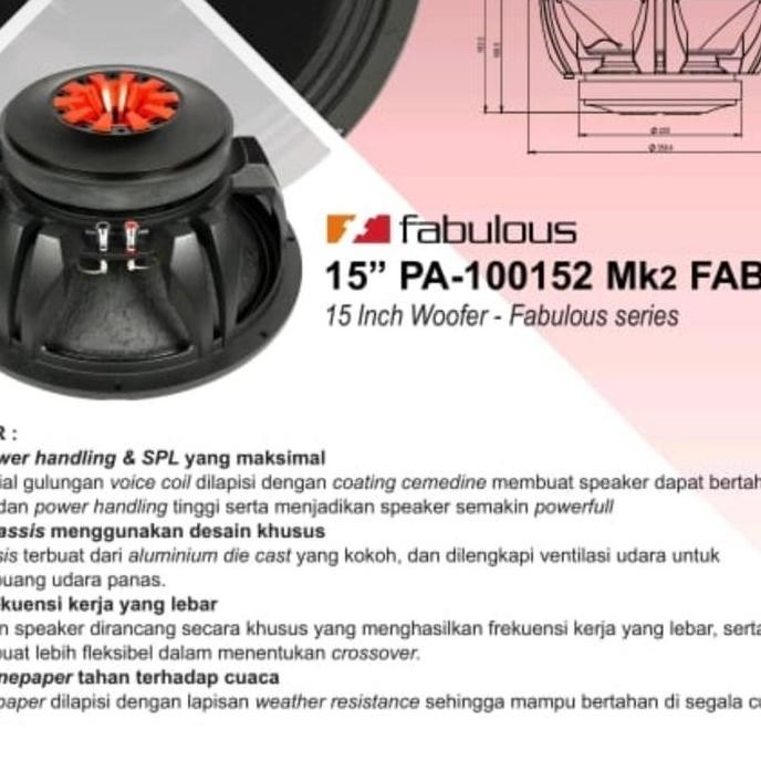 Speaker Subwoofer Acr Pa 100152 Mk I Sw Fabulous 15 Inch