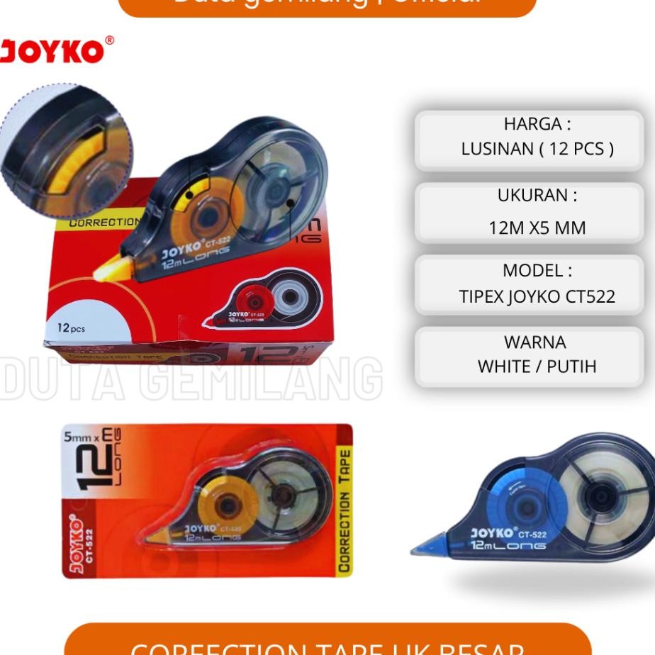 

Tip Ex Kertas Joyko Ct 522 Correction Tape Joyko Tip Ex Roll Tipex Kertas 12 Meter Joyko Ct522 Cod Duta Gemilang