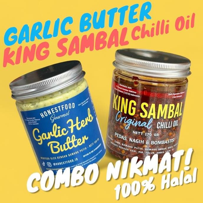 

Promo Garlic Butter HONESTFOOD & King Sambal Chili Oil | Mentega Bawang Putih & Sambal Bawang Pedas 1 Paket