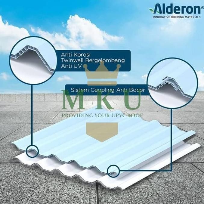 Atap Upvc Alderon -830 10 Mm (Warna Biru Dan Putih) Kualitas Premium