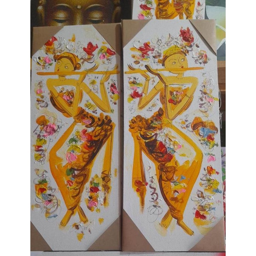 

Kualitas terbaik] Lukisan kanvas tradisional penari Legong Suling gunaksa bali 50cm x 20cm