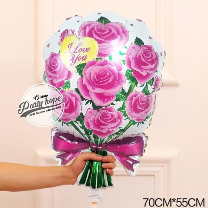 ~~~] balon buket bunga pink / balon karangan bunga / balon foil bunga buket