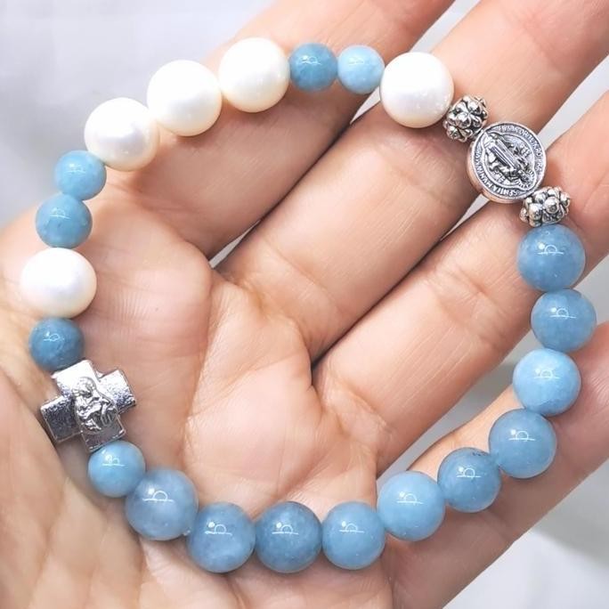Gelang rosario Aquamarine Mutiara HS