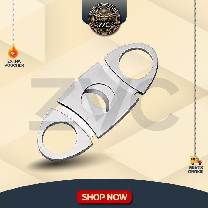 

Knifezer Pemotong Cerutu Cigar Cutter Double Blade Stainless Steel