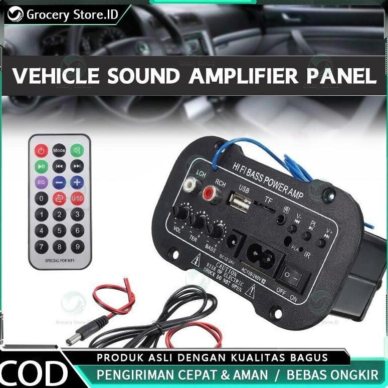 5 Inci 12V 24V 220V Amplifier Ampli Mini Board Audio Bluetooth USB FM Radio TF Player Subwoofer Mobi