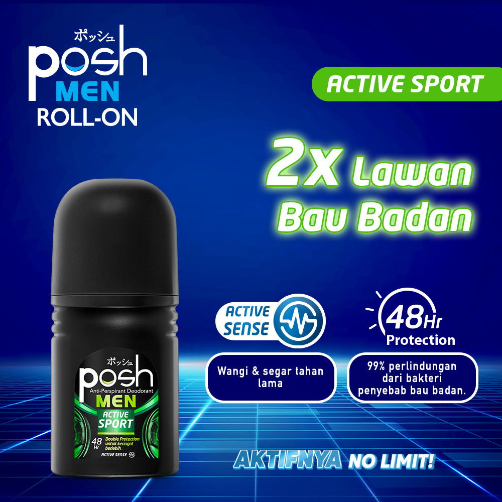 Posh Men Roll On Deodoran Active Sport 50 ml x2 - Gambar 2
