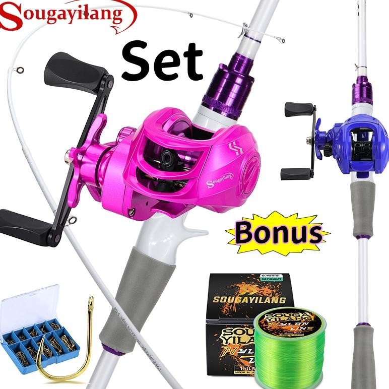 Sougayilang Joran Pancing Set Bc Set 180cm 5-10LB Joran UL Carbon Pancingan Set Lengkap Casting