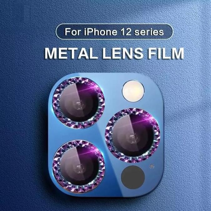 Produk Baru iPhone 12 Pro Max 6.5 Ring Kamera Diamond Rainbow - Tempered Glass Lensa