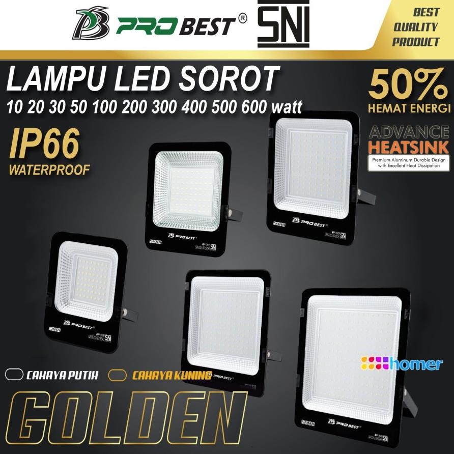 PROBEST golden Lampu LED sorot Lampu tembak LED outdoor lapangan jalan super terang murah jarak jauh