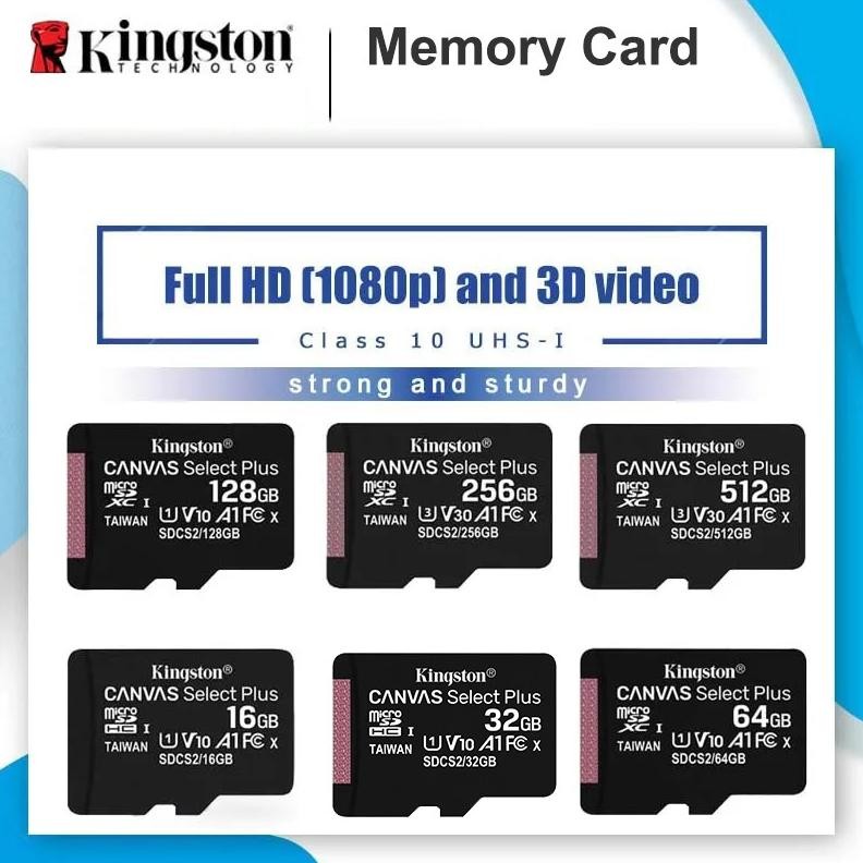 Original Kingston Memory Card Canvas Select Plus Class 10 microSD Card TF 8GB 16GB 32GB 64GB 128GB 2