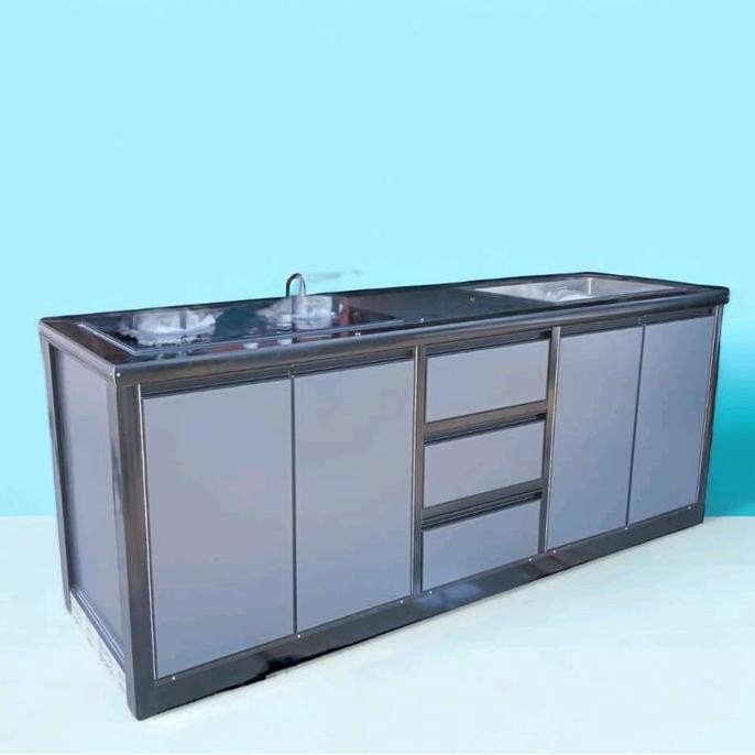 Kitchen set bawah aluminium sink + kompor