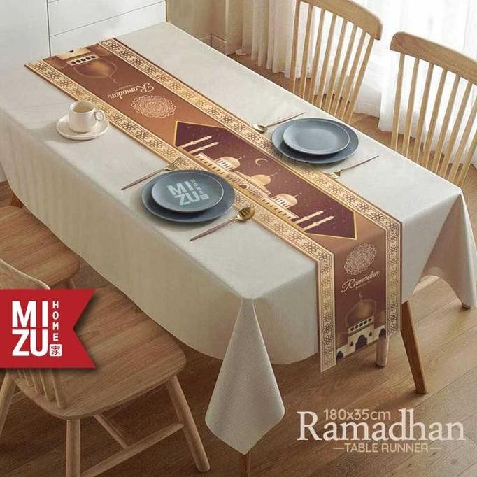 PROMO MIZU TABLE RUNNER PANJANG MOTIF RAMADHAN TAPLAK MEJA MAKAN TAMU LEBARAN ELEGAN