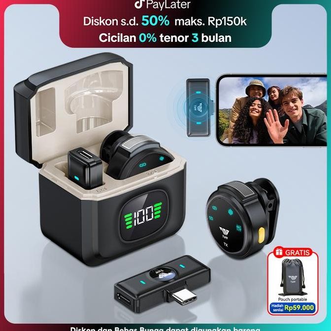 PROMO TNW A28 WIRELESS MICROPHONE CLIP ON LAVALIER MAGNETIC CHARGING CASE MIC HP