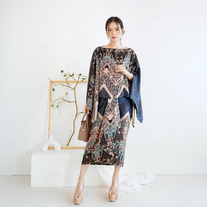 SET BATIK KAFTAN MODERN STELAN ATASAN BLOUSE DAN ROK TRENDY 167 168