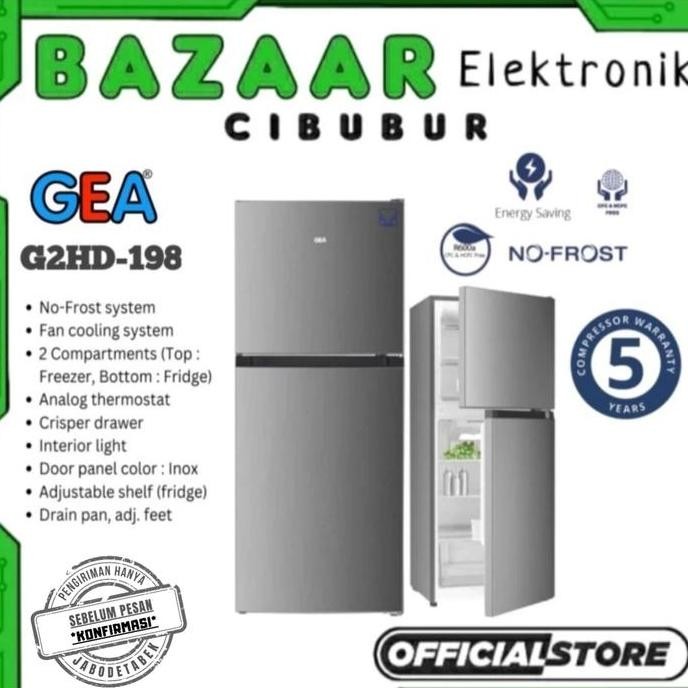 KULKAS GEA 2 PINTU G2HD 198 / G2HD198 TOP MOUNT FRIDGE FREEZER 198L