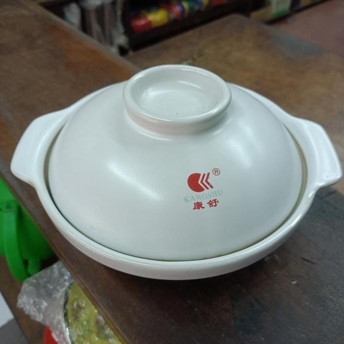 Mangkok Sapo keramik Ceper Putih Claypot Bowl Panci Sapo Tanah